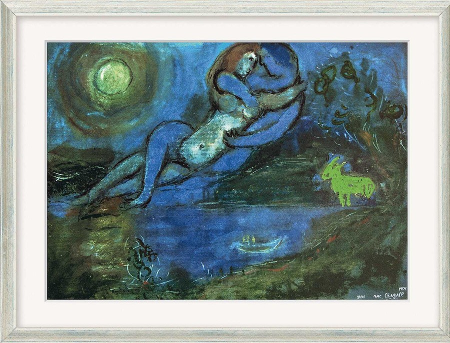 Marc Chagall Bild "Blaues Paar Am Wasser" (1954), Gerahmt Klassische Moderne