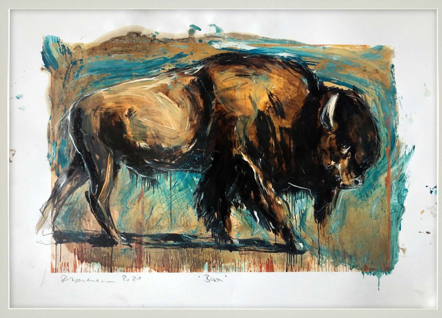 Ralf Koenemann Bild "Bison_3" (2021) (Unikat) Tierdarstellungen