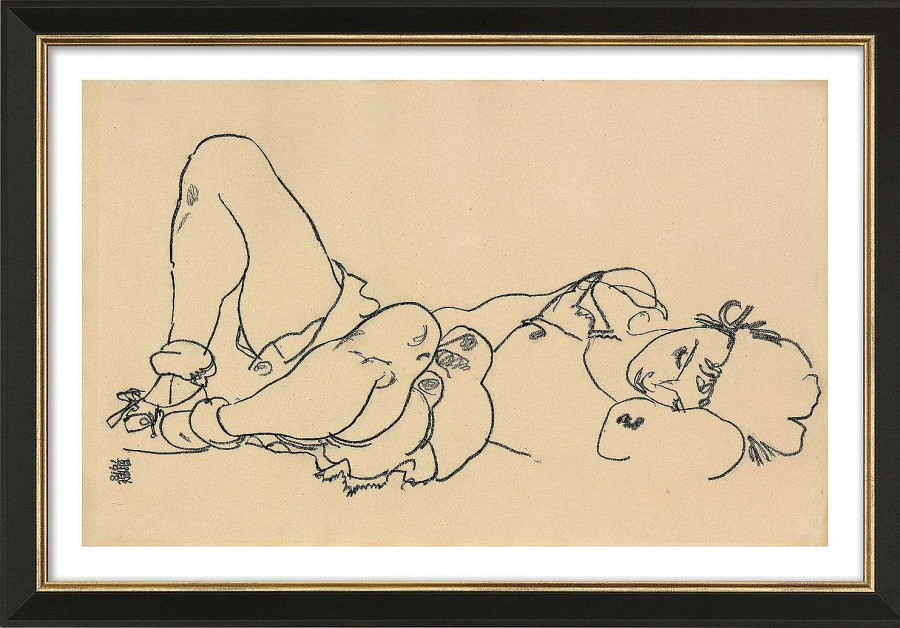 Egon Schiele Bild "Liegende" (1918), Gerahmt Portrats