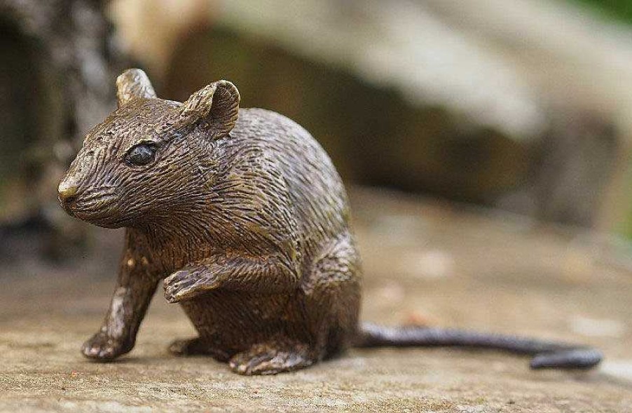 ars mundi Gartenskulptur "Maus, Sitzend", Bronze Gartenobjekte