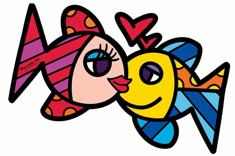 Romero Britto Art Panel / Wandobjekt "Fishes Love" Sonstiges