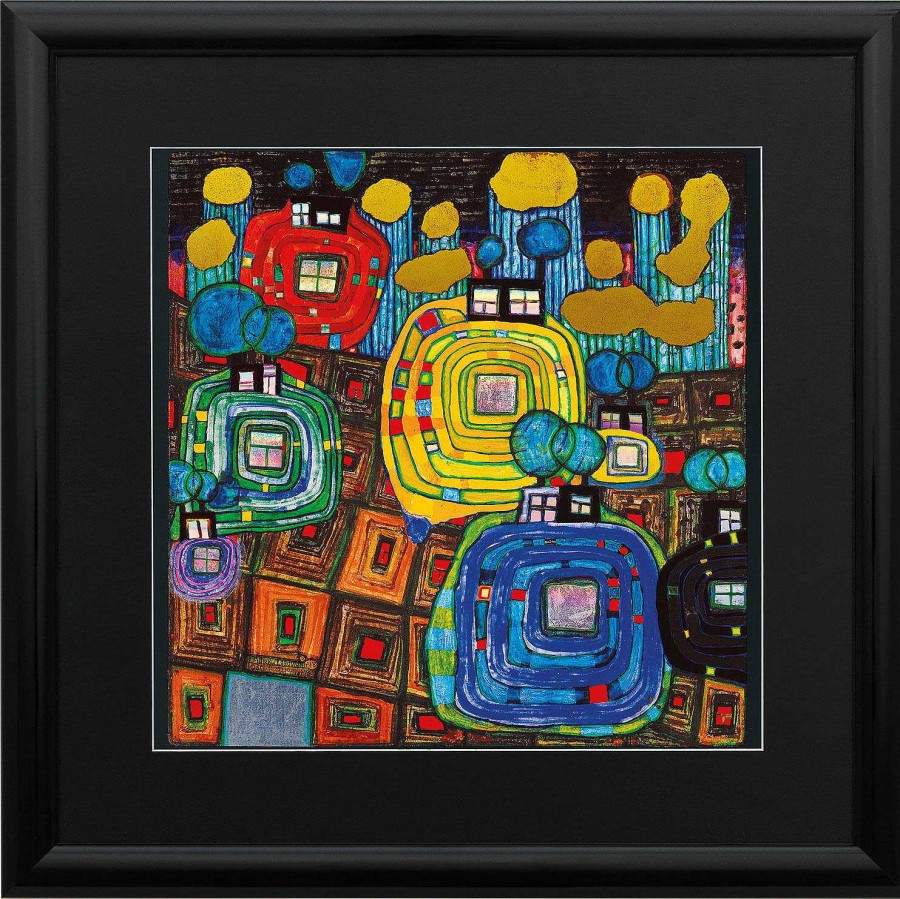 Friedensreich Hundertwasser Bild "(814) Pavillions And Bungalows", Gerahmt Sonstige Motive