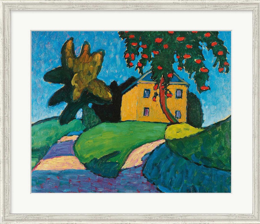 Gabriele Münter Bild "Gelbes Haus Mit Apfelbaum" (Um 1910), Gerahmt Faksimile