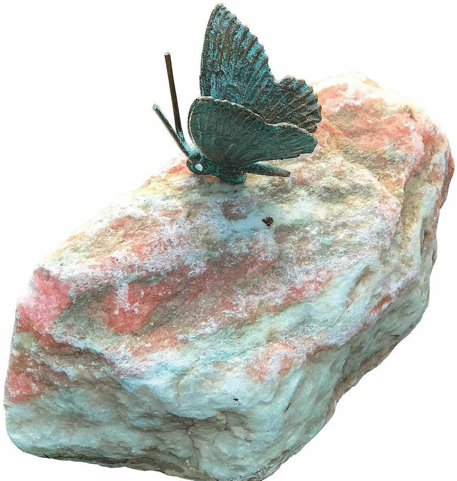 ars mundi Gartenskulptur "Schmetterling, Flugel Geschlossen", Bronze Auf Stein Skulpturen