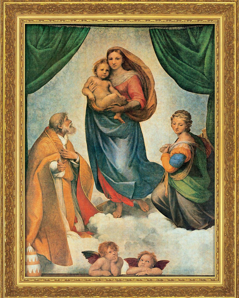 Raffaelo Santi Bild "Sixtinische Madonna" (Um 1513), Gerahmt Renaissance