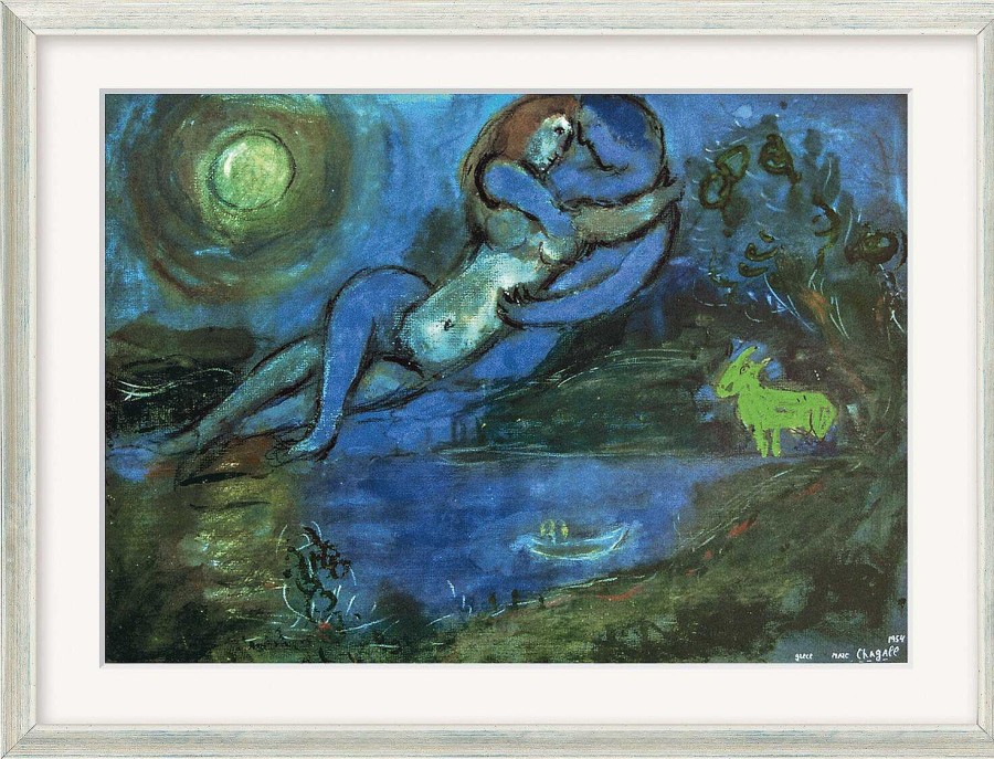 Marc Chagall Bild "Blaues Paar Am Wasser" (1954), Gerahmt Sonstige Motive