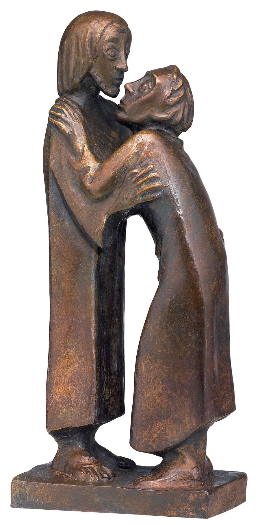 Ernst Barlach Skulptur "Das Wiedersehen" (1930), Reduktion In Bronze 20. Jahrhundert