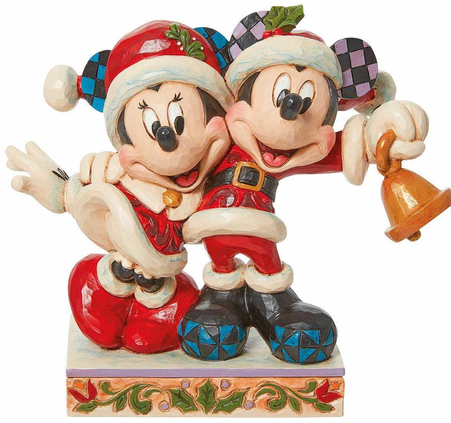 Jim Shore Skulptur "Minnie Und Micky Mit Glockchen", Kunstguss Humor / Karikatur