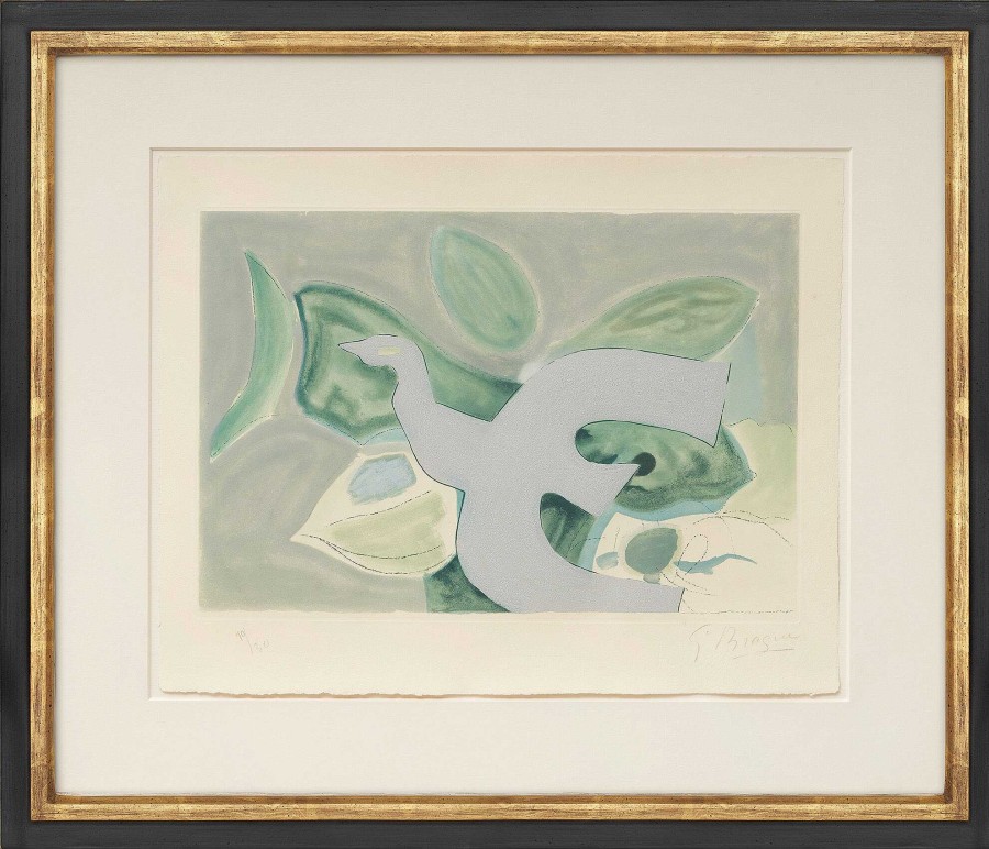 Georges Braque Bild "Oiseau Gris Sur Fond Vert" (1962) Tierdarstellungen