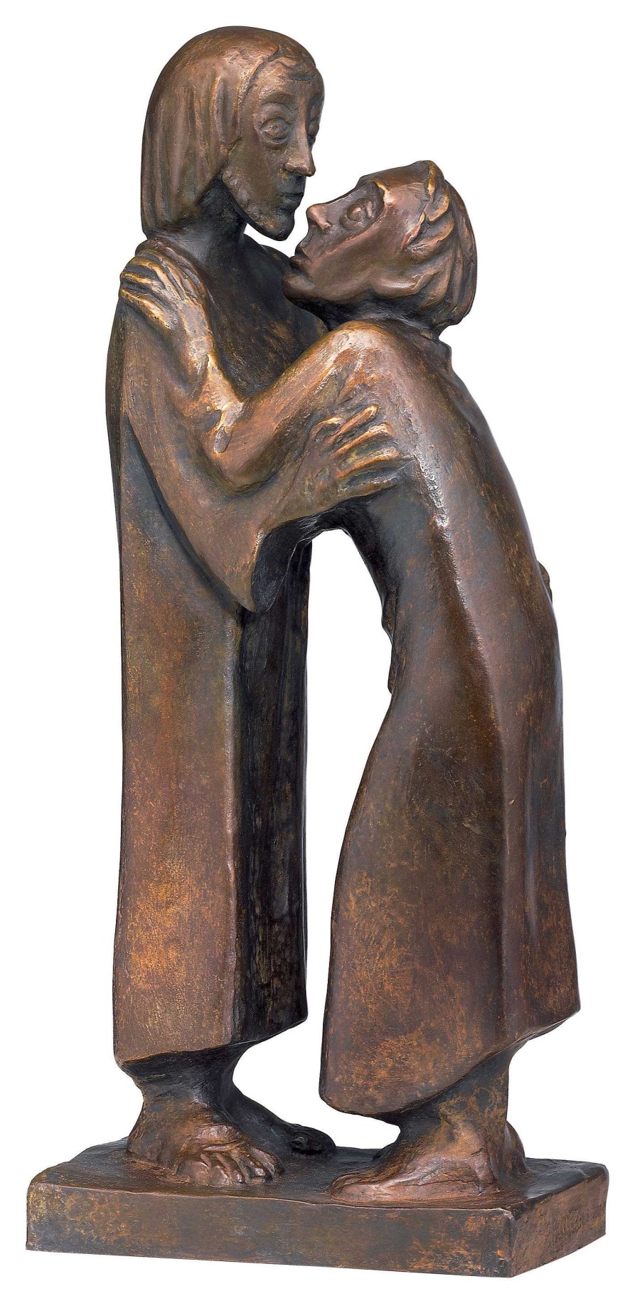 Ernst Barlach Skulptur "Das Wiedersehen" (1930), Reduktion In Bronze Bronze