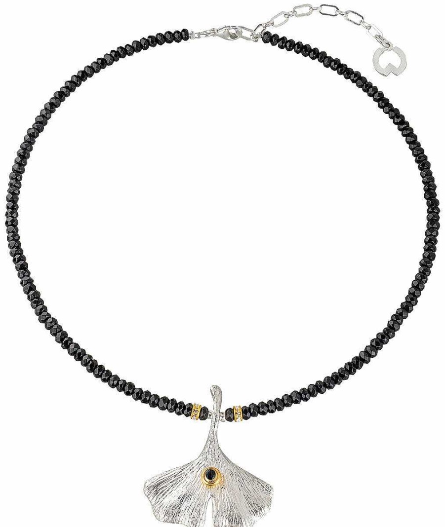 Petra Waszak Collier "Ginkgo Mit Onyx" Silber