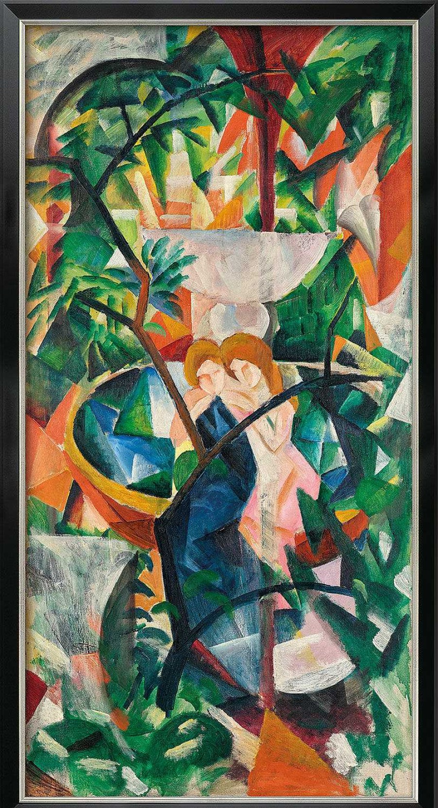 August Macke Bild "Madchen Am Springbrunnen" (1913), Version Schwarz-Silberfarben Gerahmt Expressionismus