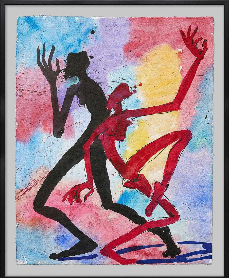 Helge Leiberg Bild "Anlehnen I" (2010) (Original / Unikat), Gerahmt Aquarelle