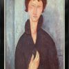 Amedeo Modigliani Bild "Frau Mit Blauen Augen" (1918), Version Schwarz-Silberfarben Gerahmt Portrats