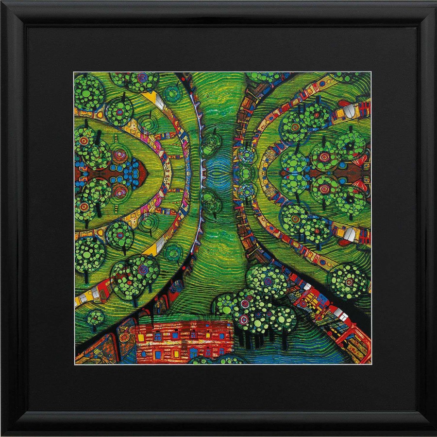 Friedensreich Hundertwasser Bild "(781) Green Town", Gerahmt Sonstige Motive