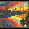 Max Pechstein Bild "Hafen Von Leba" (Um 1922), Version Schwarz-Goldfarben Gerahmt Meer / Seefahrt