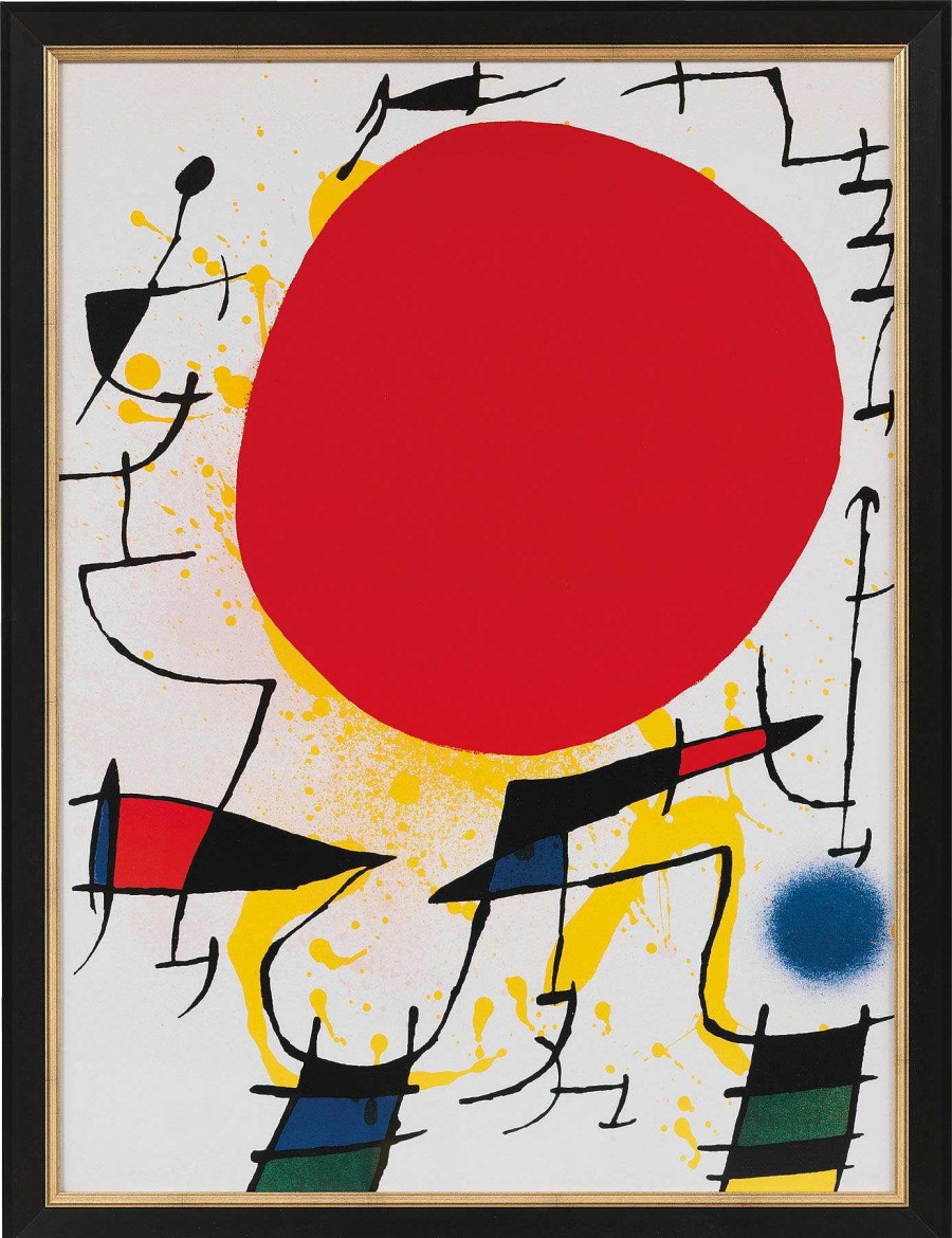 Joan Miró Bild "Le Soleil Rouge (Rote Sonne)", Gerahmt Surrealismus