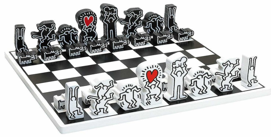 ars mundi Schachspiel "Keith Haring", Schwarz-Weise Version Fur Kinder