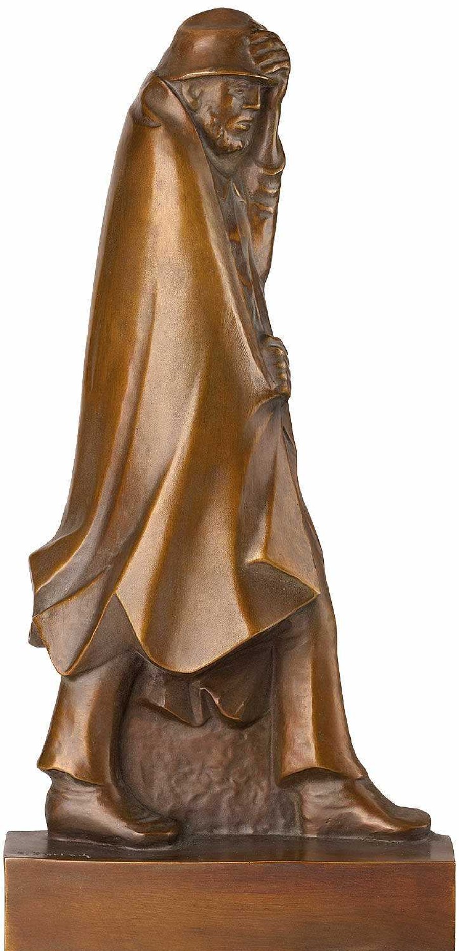 Ernst Barlach Skulptur "Wanderer Im Wind" (1934), Reduktion In Bronze 20. Jahrhundert