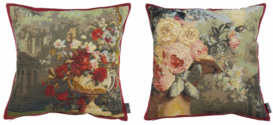 ars mundi 2 Kissenhullen "Rosen In Vase" & "Rosenstraus" Im Set Interieur