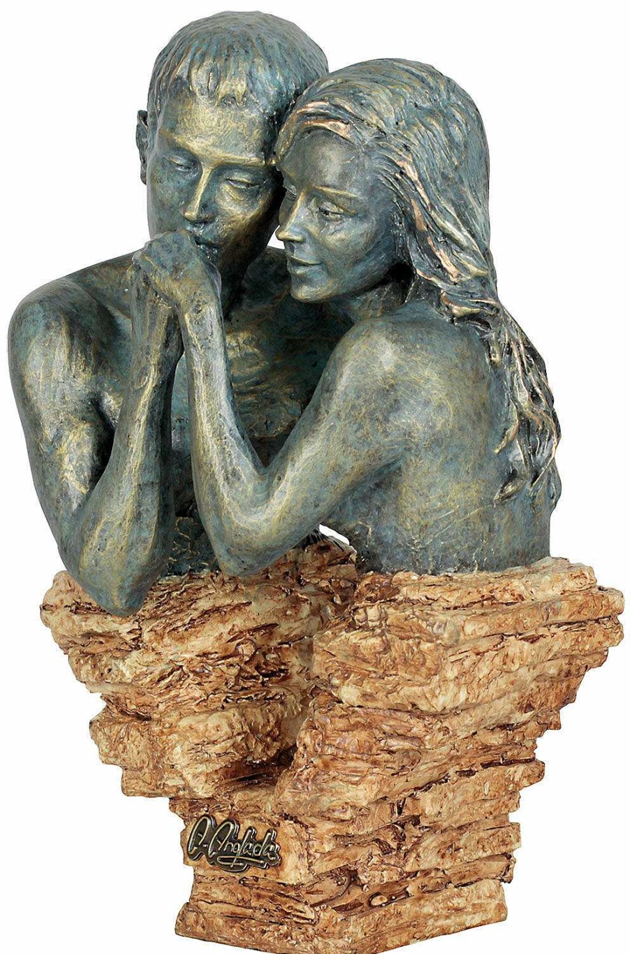 Angeles Anglada Skulptur "First Love", Kunstguss Steinoptik Kunstguss