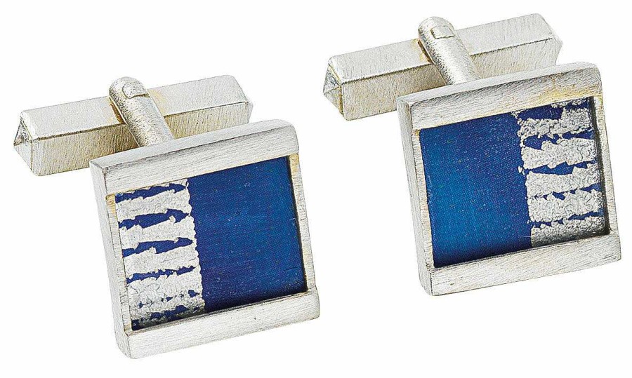 Kreuchauff-Design Manschettenknopfe "Blue Lines" Accessoires Fur Ihn