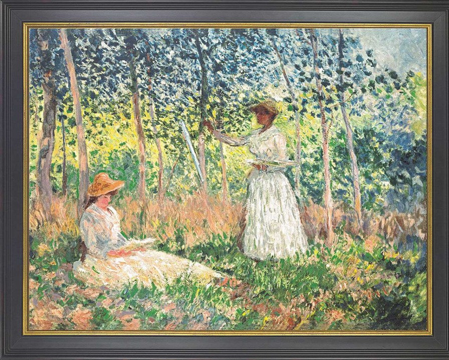 Claude Monet Bild "Suzanne Und Blanche Hoschede Beim Lesen Und Malen" (1890), Gerahmt Museums-Replikate