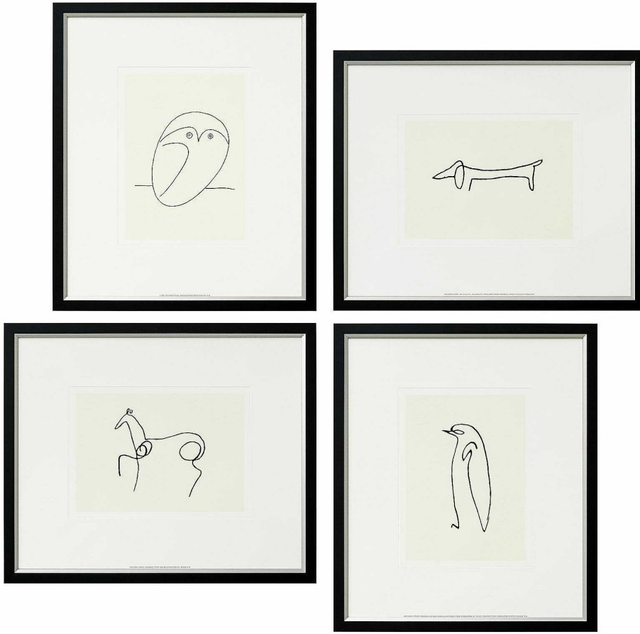 Pablo Picasso 4 Tierbilder Im Set, Gerahmt Giclee