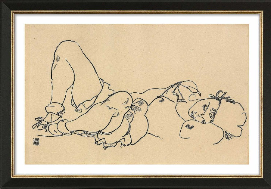 Egon Schiele Bild "Liegende" (1918), Gerahmt Expressionismus