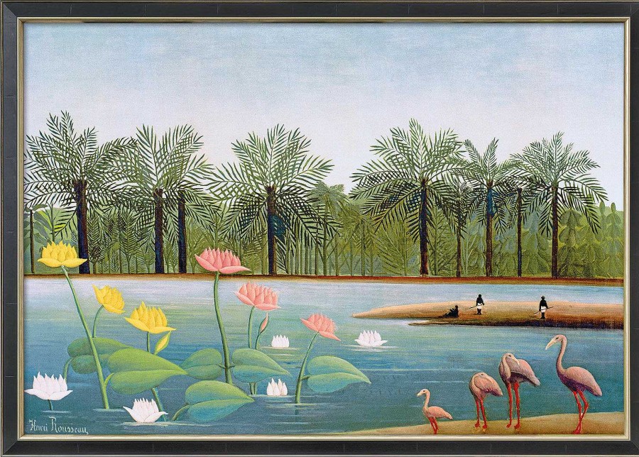 Henri Rousseau Bild "Die Flamingos" (1907), Gerahmt Landschaft