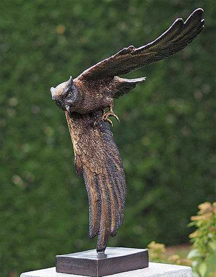 ars mundi Gartenskulptur "Fliegende Eule" (Ohne Steinsockel), Bronze Gartenobjekte