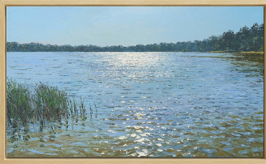 Peter Witt Bild "Sonnenreflexe Auf Dem See" (2023) (Original / Unikat), Gerahmt Originale / Unikate