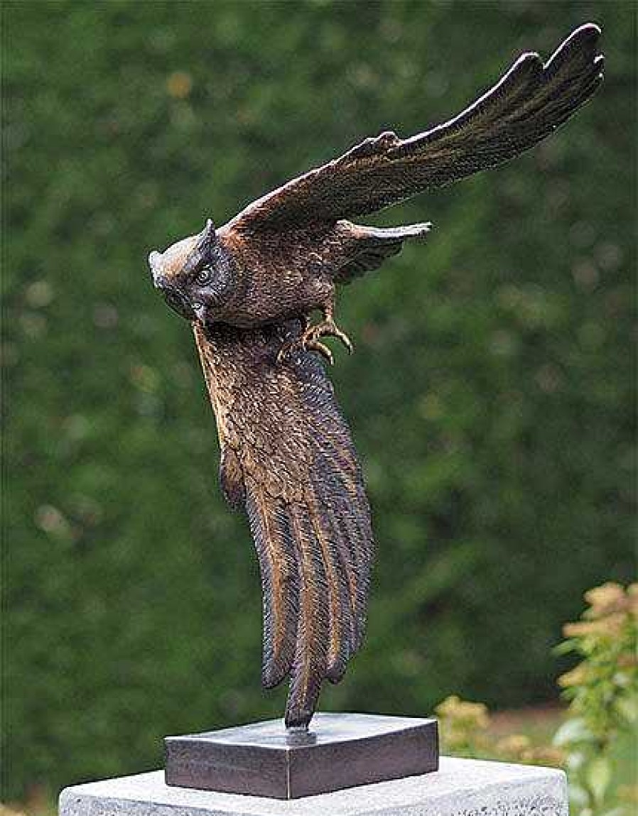 ars mundi Gartenskulptur "Fliegende Eule" (Ohne Steinsockel), Bronze Bronze