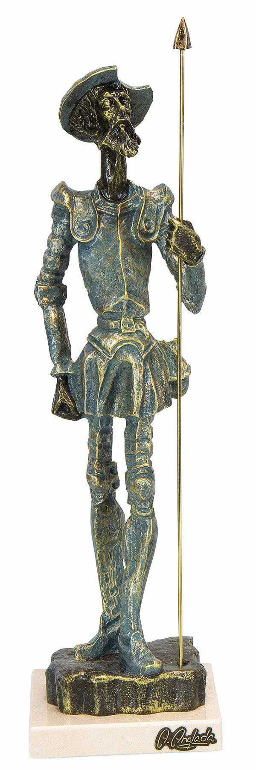 Angeles Anglada Skulptur "Don Quijote", Kunstguss Steinoptik Statuetten