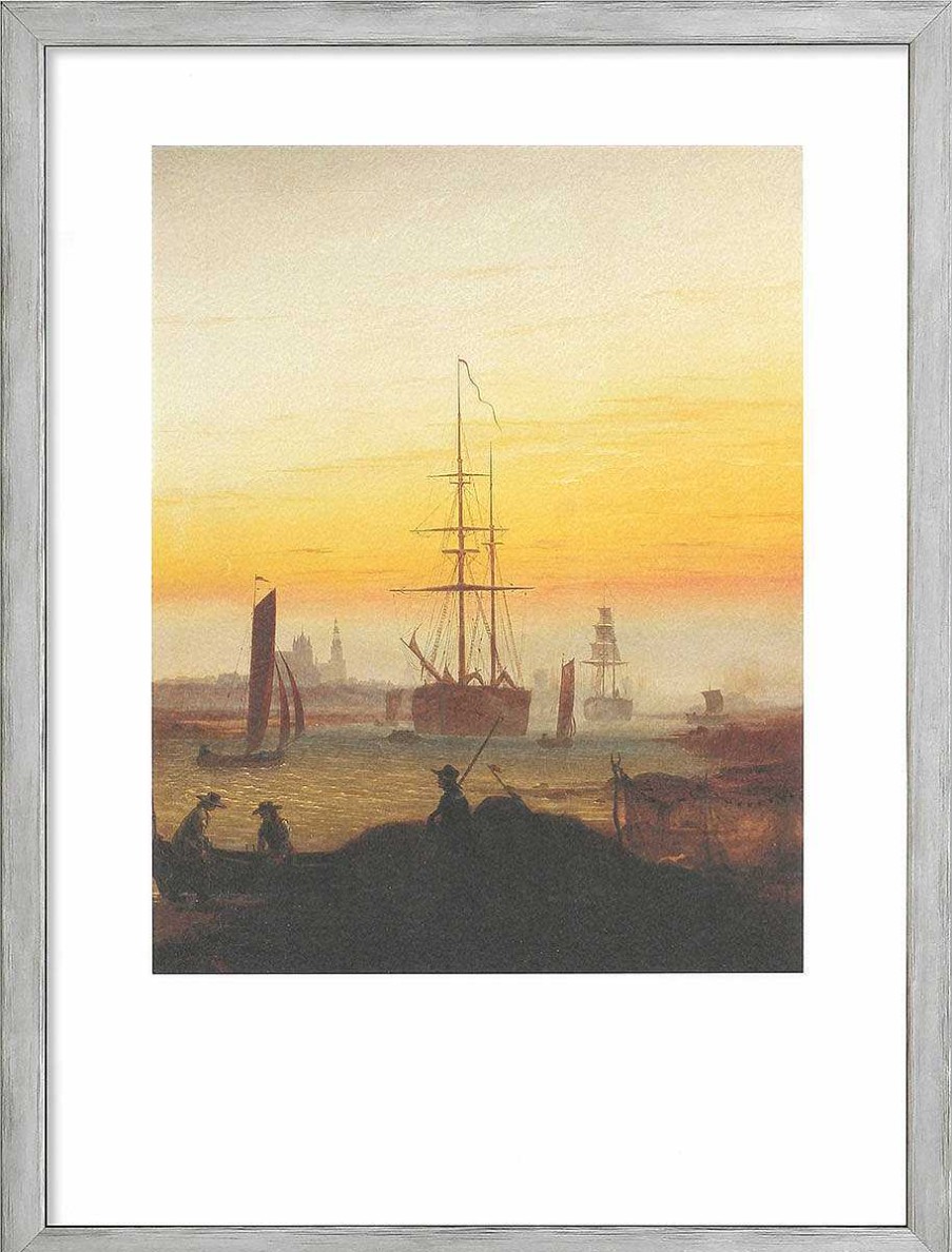 Caspar David Friedrich Bild "Der Greifswalder Hafen" (1818-20), Gerahmt Meer / Seefahrt