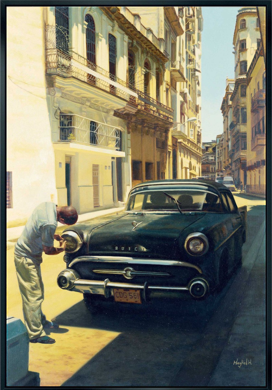 Maykel Herrera Bild "A Man And His Car", Gerahmt Automobile