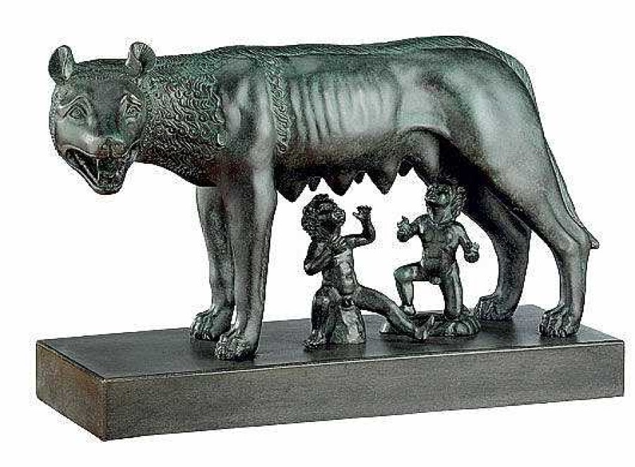 ars mundi Skulptur "Kapitolinische Wolfin Mit Romulus Und Remus", Kunstguss Rom