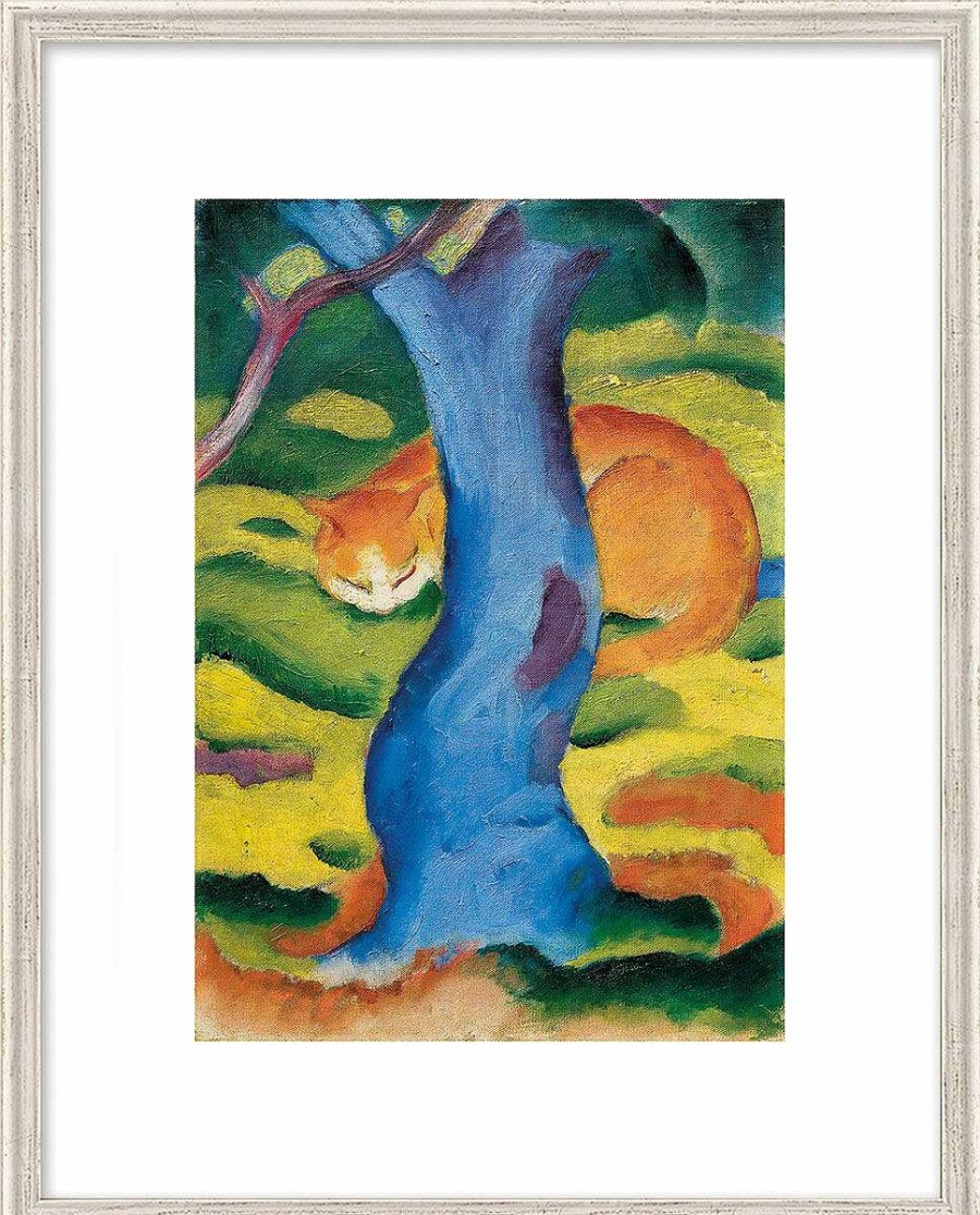 Franz Marc Bild "Katze Hinter Einem Baum" (1910/11), Gerahmt Tierdarstellungen