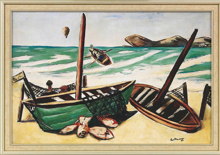 Max Beckmann Bild "Kustenlandschaft Mit Ballon" (1932), Gerahmt Meer / Seefahrt