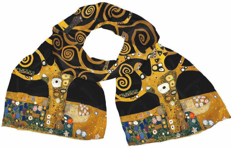 Gustav Klimt Seidenschal "Lebensbaum", Schwarze Version Accessoires