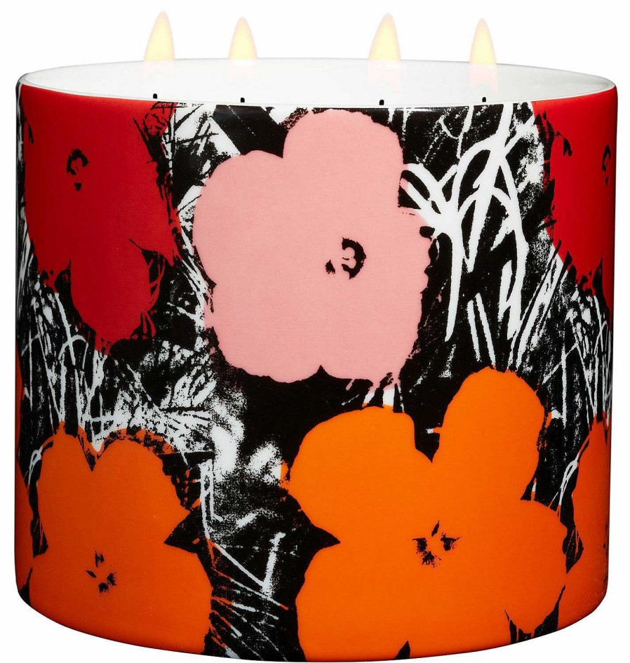 Andy Warhol Duftkerze In Porzellanschale "Color Flowers", Rot/Pink Homeaccessoires