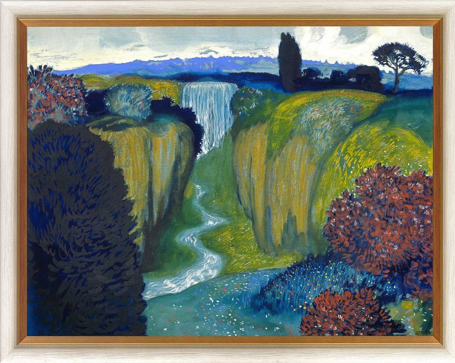 Franz von Stuck Bild "Landschaft Mit Wasserfall" (Um 1896), Gerahmt Museums-Replikate