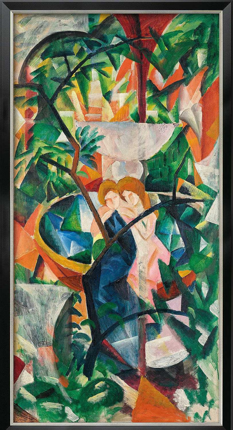 August Macke Bild "Madchen Am Springbrunnen" (1913), Version Schwarz-Silberfarben Gerahmt Genreszenen