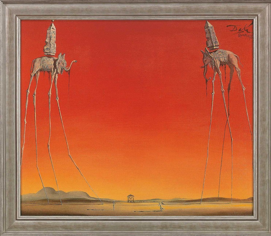 Salvador Dalí Bild "Les Elephants" (1948), Gerahmt Surrealismus