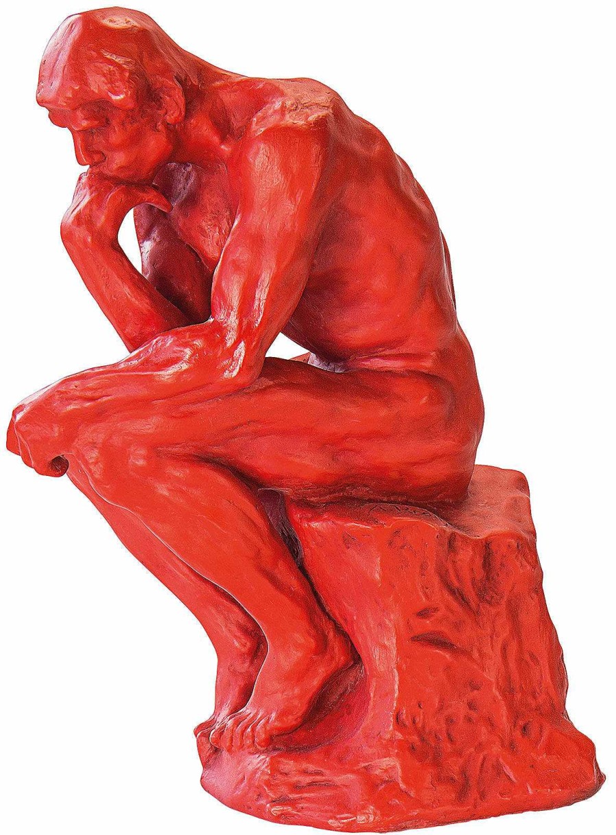 Auguste Rodin Skulptur "Der Denker" (26 Cm), Version In Kunstguss Rot 19. Jh / Um 1900