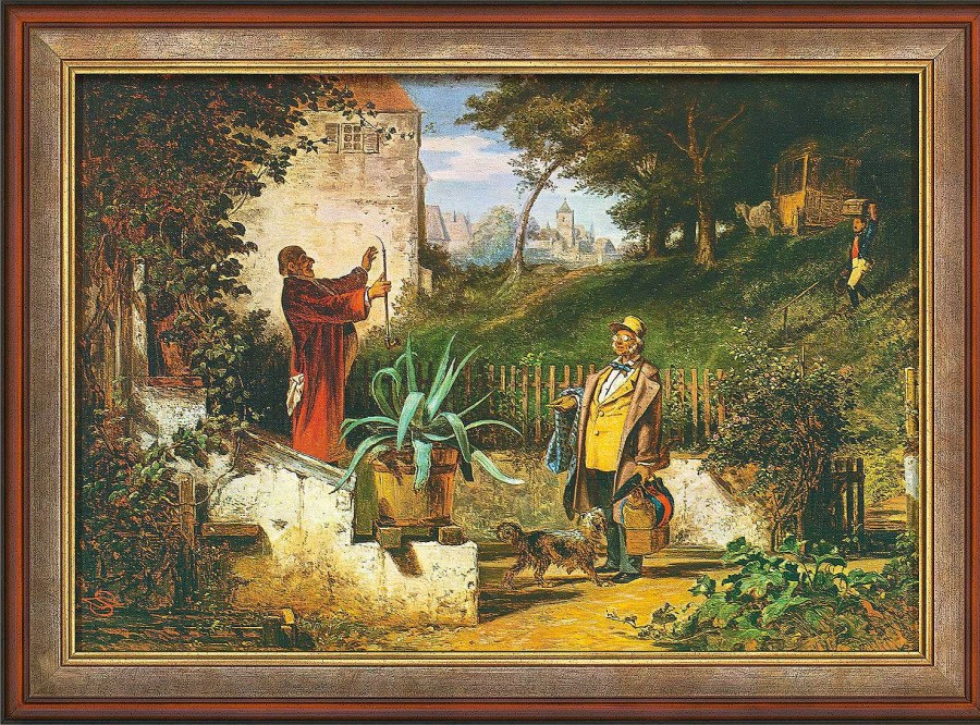 Carl Spitzweg Bild "Jugendfreunde" (Um 1855), Gerahmt Biedermeier