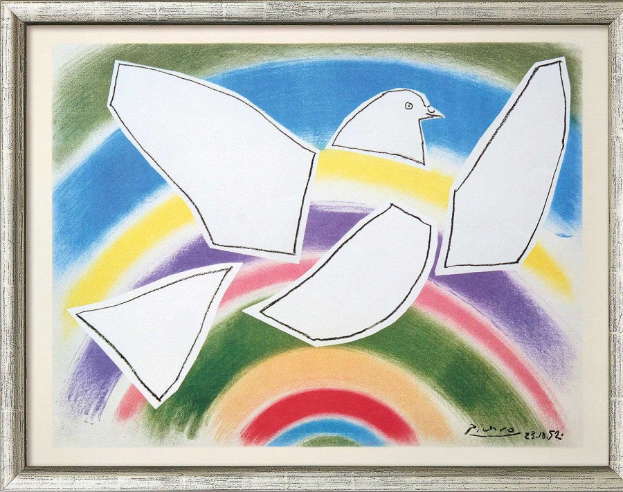 Pablo Picasso Bild "Fliegende Taube Im Regenbogen" (1952), Gerahmt Klassische Moderne