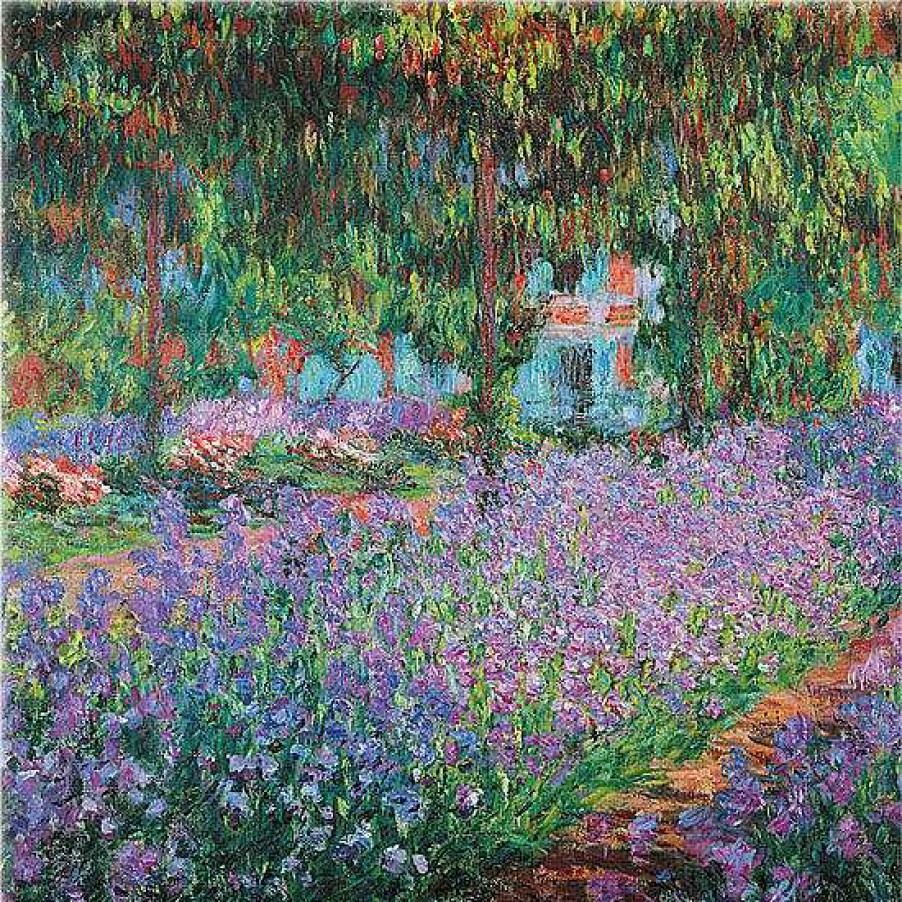 Claude Monet Wandobjekt "Irisbeet In Monets Garten", Glas Blumen