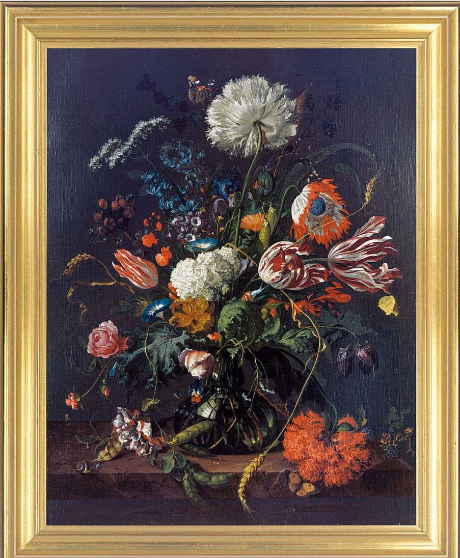 Jan Davidsz de Heem Bild "Blumenvase" (Um 1660), Gerahmt Museums-Replikate