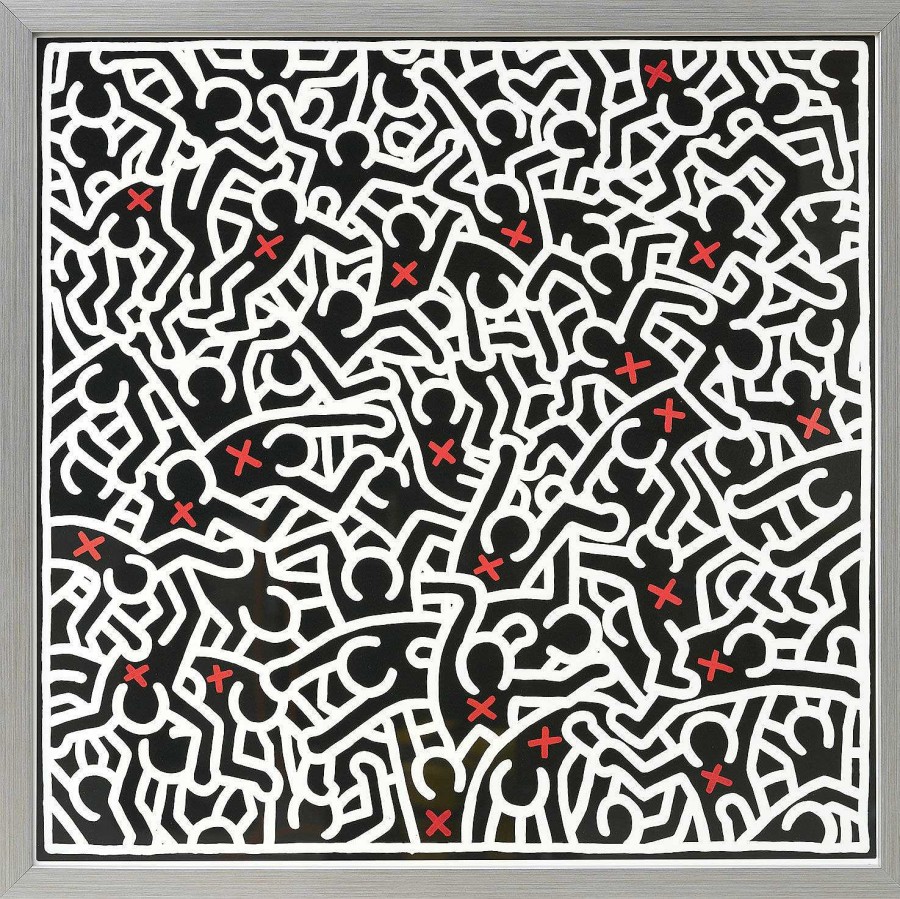 Keith Haring Bild "Untitled, April" (1985), Gerahmt Pop-Art